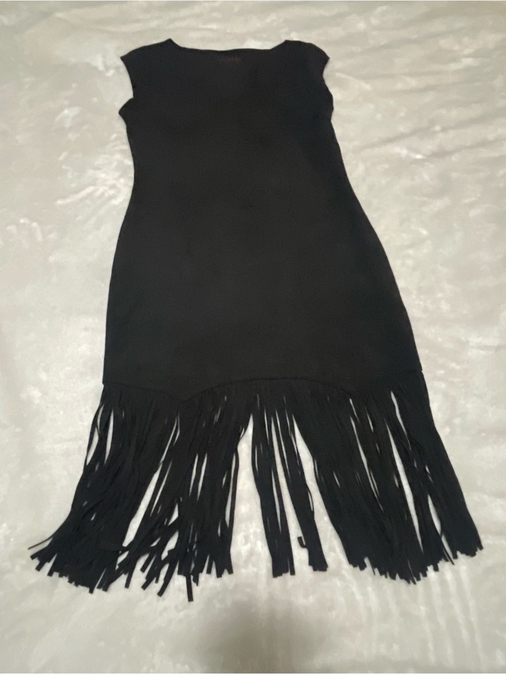 Shyanne Black Mini Dress with Fringe Hem